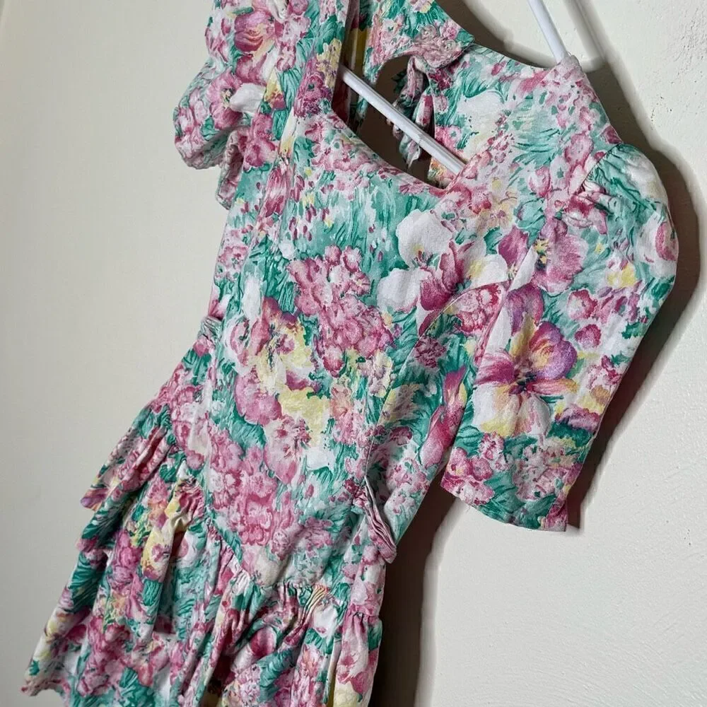 Racing Ribbons Vintage Floral Dress - Kids US 10